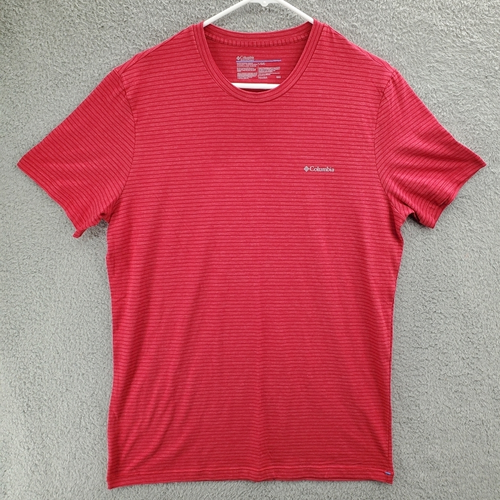 Columbia T Shirt Mens Size Large Red Striped